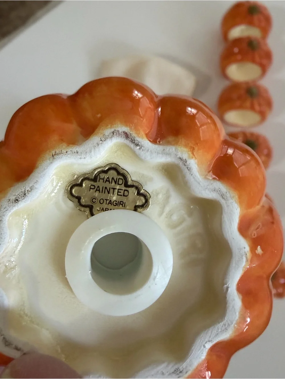 Vintage Otagiri Pumpkin Napkin Rings with matching Pumpkin Salt & Pepper set.